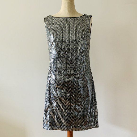 WHBM Sleeveless Mixed Sequin Shift Dress - Picture 2 of 9